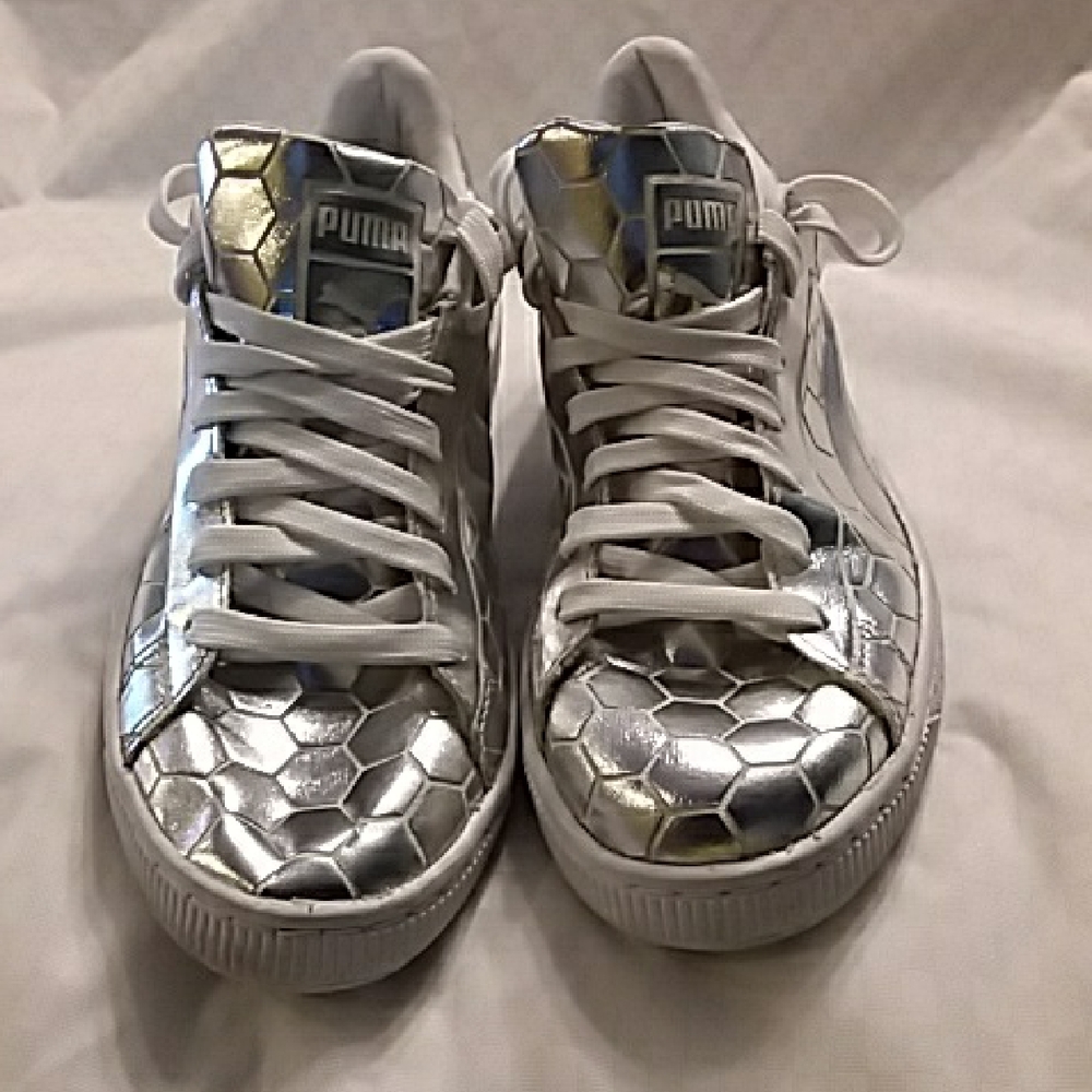Puma Metallic Silver Hexagon Sneakers US 5.5
